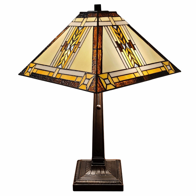 11" x 21" x 22" Metal Two Light Candlestick Table Lamp With Beige Shade - Dark Brown