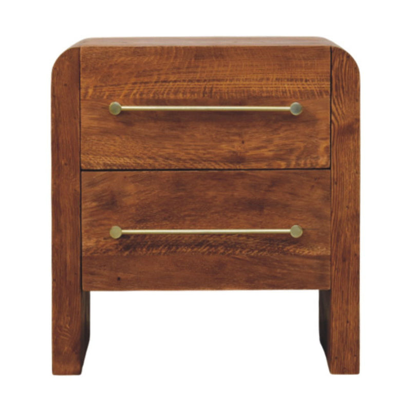 Solid Wood Two Drawer Nightstand (738178) - Oak