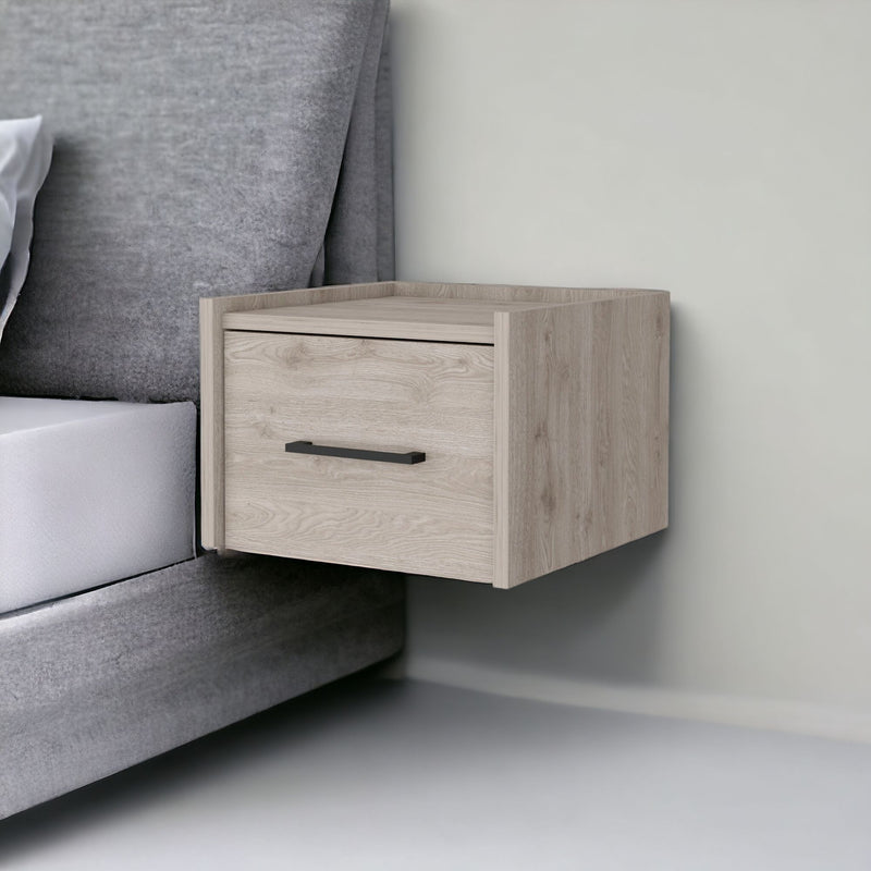 13.8" x 13.2" x 9.8" One Drawer Faux Wood Floating Nightstand - Gray