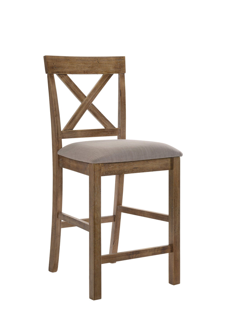 Fabric And Solid Wood Counter Height Bar Chairs (Set of 2) - Tan / Oak