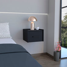Load image into Gallery viewer, Floating Nightstand, Space Saving Design With Handy Drawer And Surface - Black
