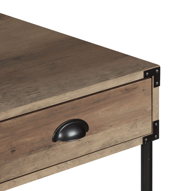 Wall Mounted H-Shape Writing Desk With Three Drawers (568258) - Oak
