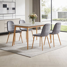 Load image into Gallery viewer, Velvet Steel Dining Side Chairs (Set of 4) - Gray / Oak
