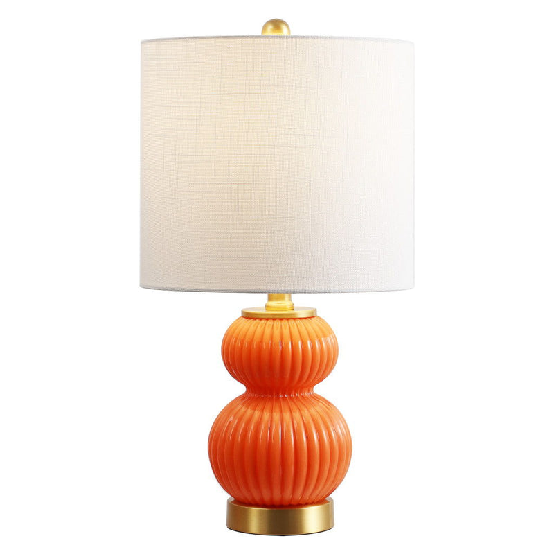 Gourd Table Lamp LED With Drum Shade - Orange