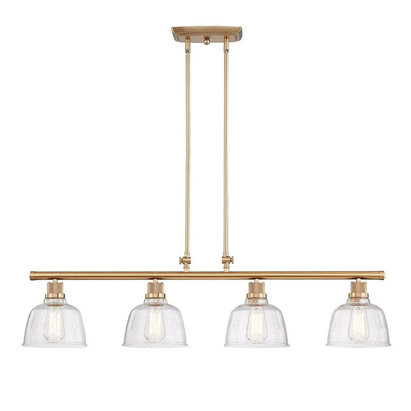 Kitchen Island Four Light Metal Seeded Glass Dimmable Chandelier With Shades - Gold