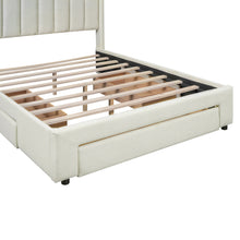 Load image into Gallery viewer, Full Size Upholstered Platform Bed with One Large Drawer in the Footboard and Drawer on Each Side,Beige
