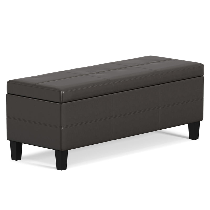 48" Leather Ottoman With Storage - Brown