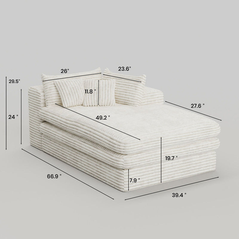 Corduroy Lounge Chair (724084) - White