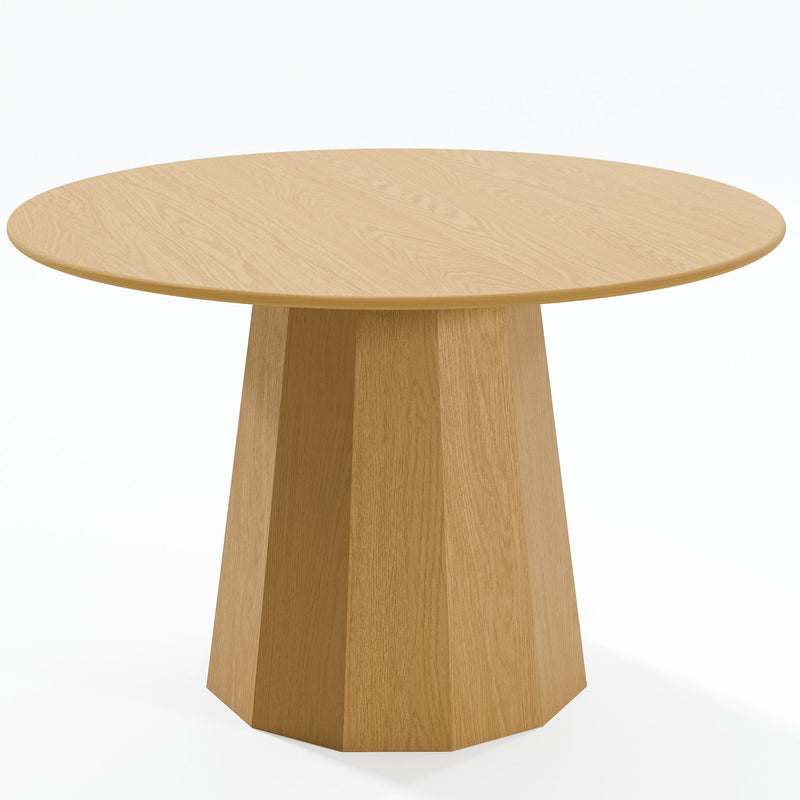 Wooden Pedestal Base Round Top Dining Table - Natural
