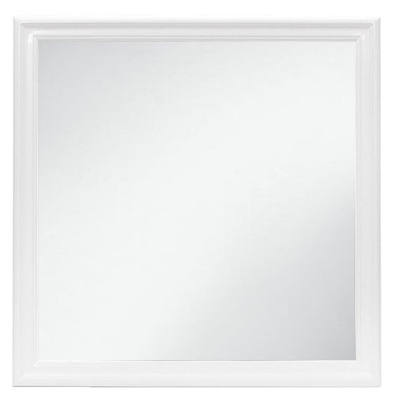 38" Square Framed Accent Mirror - White