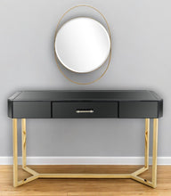 Load image into Gallery viewer, Mirrored Glass Frame Console Table And Drawers - Black And Gold
