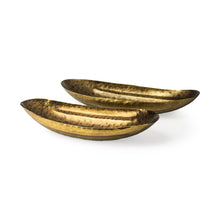 Load image into Gallery viewer, Hammered Boat Shaped Decorative Bowls (Set of 2) - Gold
