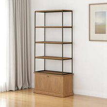 Load image into Gallery viewer, Four Tier Bookcase With Two Doors - Antiqued Brass / Light Brown
