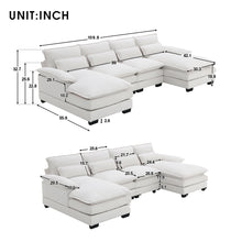 Load image into Gallery viewer, [VIDEO provided][New]109.8*55.9&quot; Modern U-shaped Sectional Sofa with Waist Pillows,6-seat Upholstered Symmetrical Sofa Furniture,Sleeper Sofa Couch with Chaise Lounge for Living Room,Apartment,2 Color
