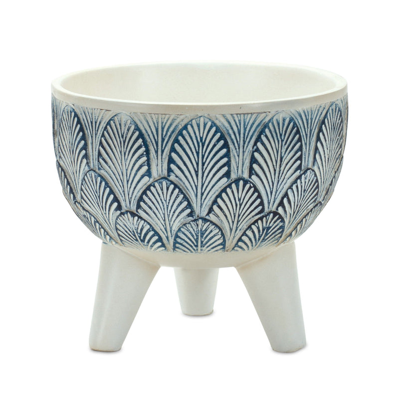 Poly Geometric Pot Planters (Set of 2) - Blue / White
