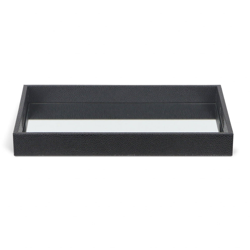 Shagreen Tray With Beveled Mirror - Black