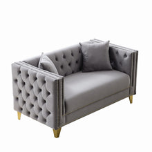 Load image into Gallery viewer, 2 Seater Deep Seat Sofa, Sofa With Button Nailhead, Square Arm Couches, Furniture For Living Room - Gray
