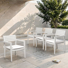 Load image into Gallery viewer, Outdoor Patio Stationary Dining Chairs With Outdoo Grade Sunbrella Fabric Cushions, Tapered Feet (Set of 4) - Grayish

