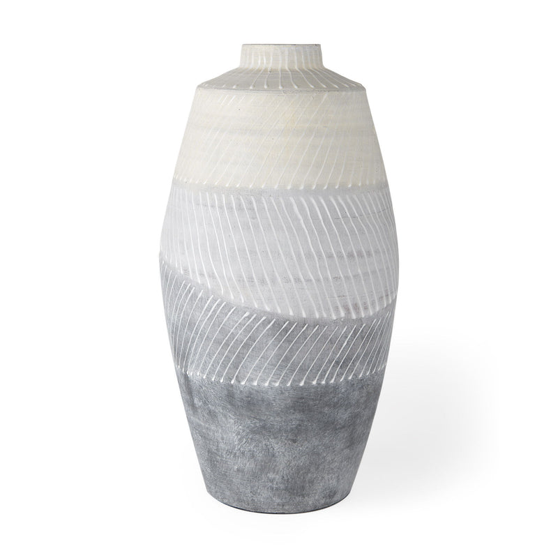 Geometric Table Vase - Cream / Gray