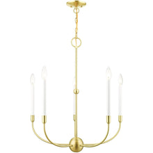Load image into Gallery viewer, 28" Five Light Dimmable Chandelier With Shades - Brass
