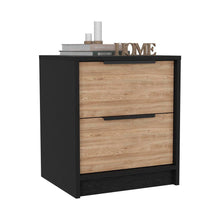 Load image into Gallery viewer, 19" Two Drawer Faux Wood Nightstand - Black / Light Brown
