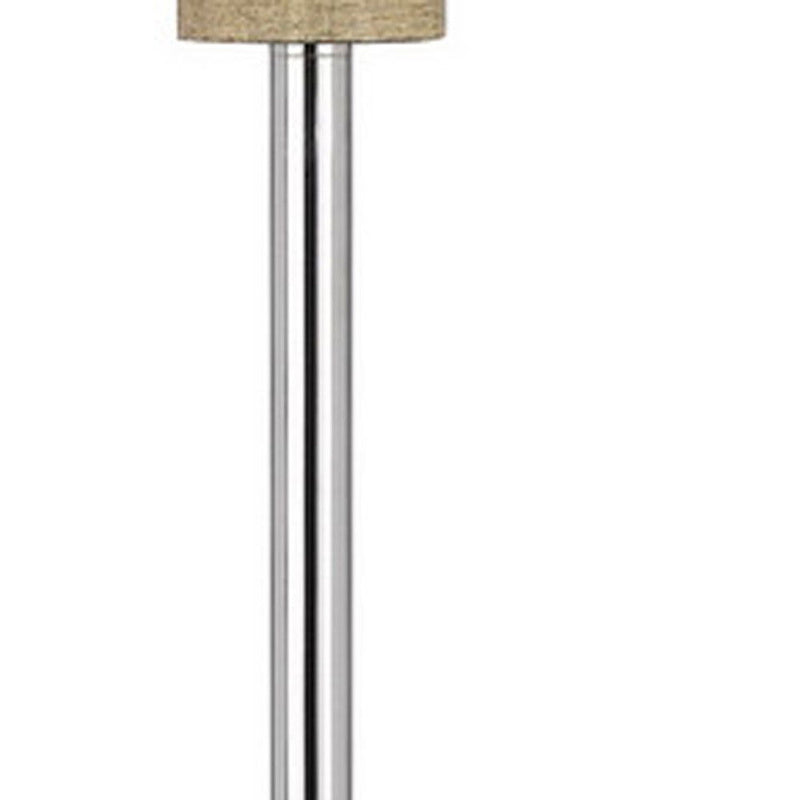 Traditional Shaped Floor Lamp With White Square Shade - Chrome