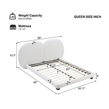 Load image into Gallery viewer, Queen Size Upholstered Platform Bed Frame With Split Headboard - White
