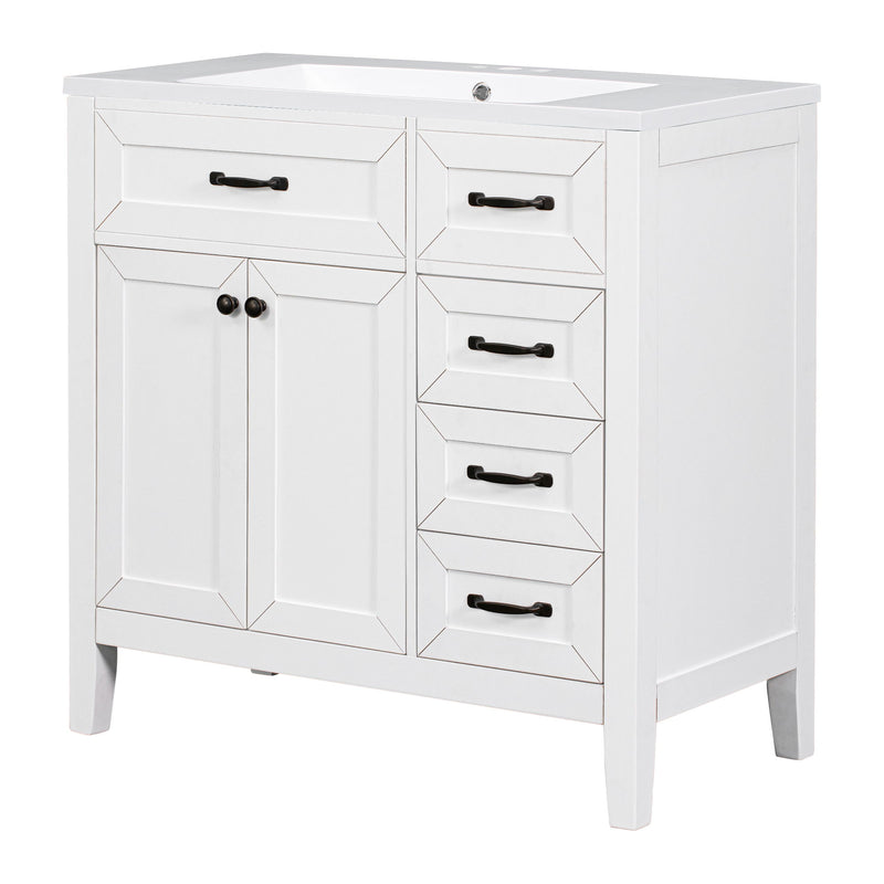 Modern Bathroom Vanity With Sink, Freestanding With Drawers And Doors