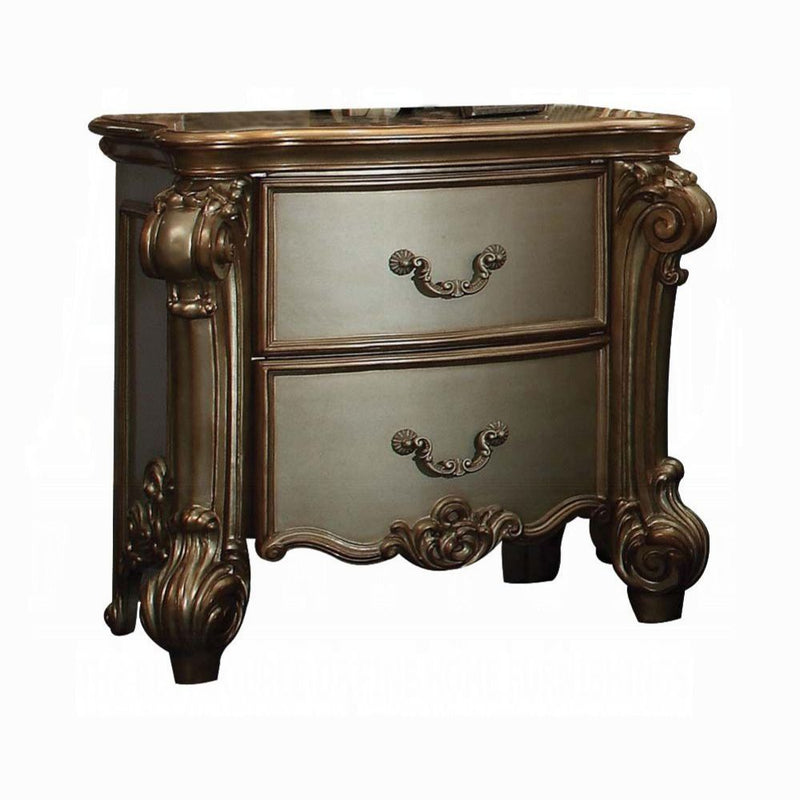 30" Wood Two Drawer Nightstand - Bone