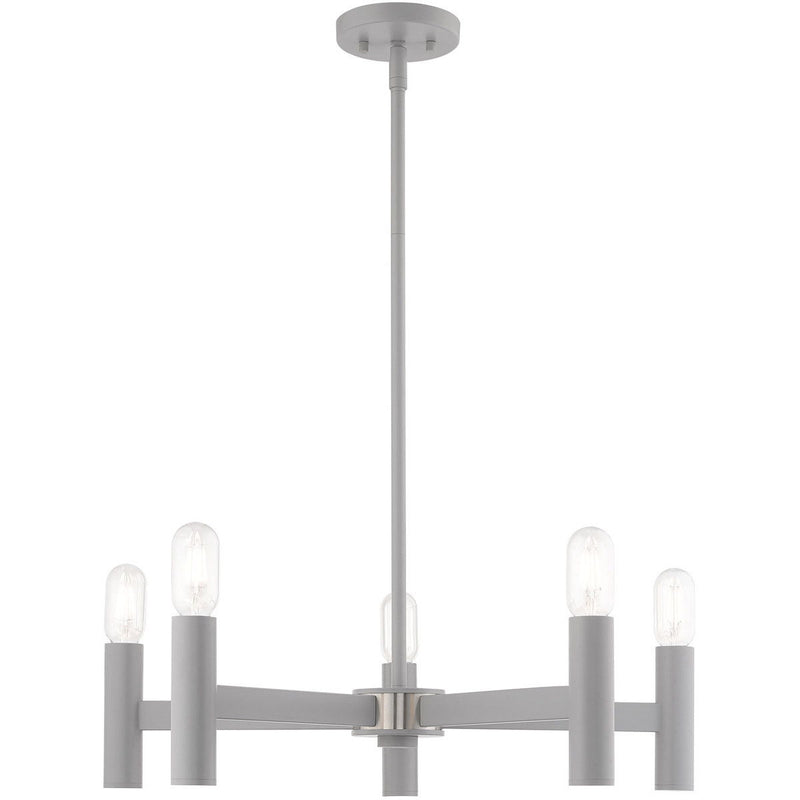 19" Five Light Dimmable Chandelier With Shades - Gray