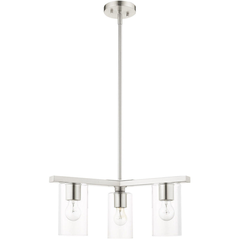 17" 3-Light Dimmable Chandelier With Shades - Nickel