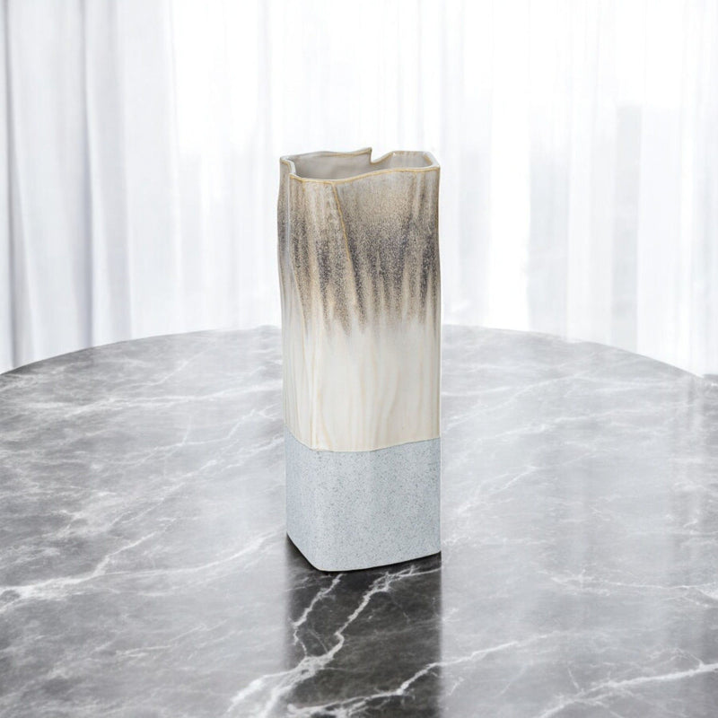 Block Square Table Vase (576766) - Brown / Light Blue / Off White