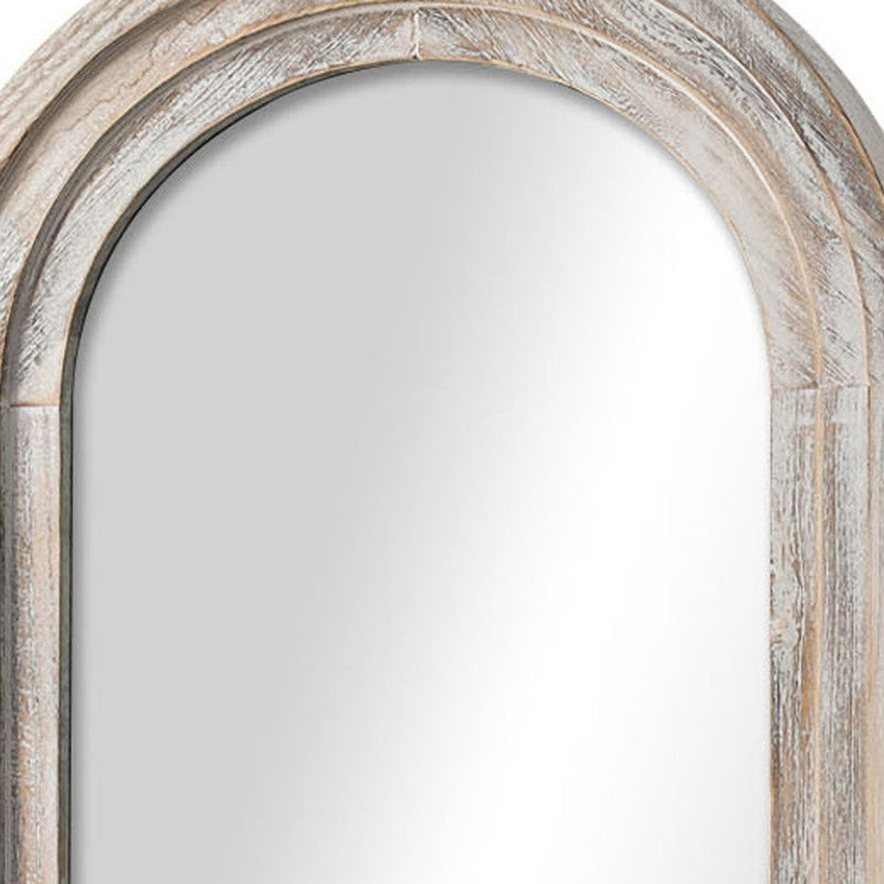 64" Solid Wood Arch Freestanding Framed Full Length Mirror - White