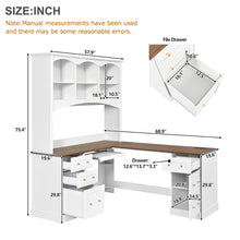 Load image into Gallery viewer, Space Saving L-Shaped Computer Desk With Keyboard Tray &amp; Charging Stations
