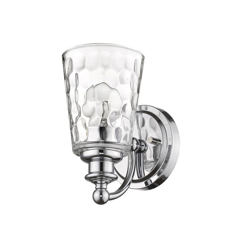 Metal And Pebbled Glass Wall Light - Silver