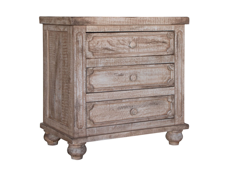 Three Drawer Nightstand - Wood Brown