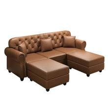 Load image into Gallery viewer, Upholstered Sofa With Nailhead Trim, Rolled Armrests With Ottoman
