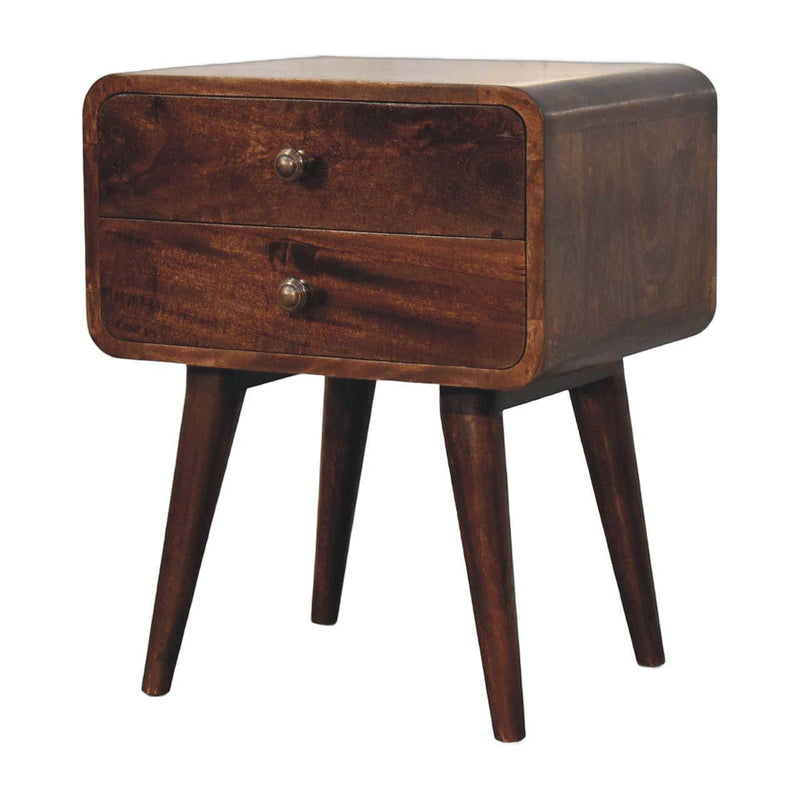 Solid Wood Two Drawer Nightstand - Walnut