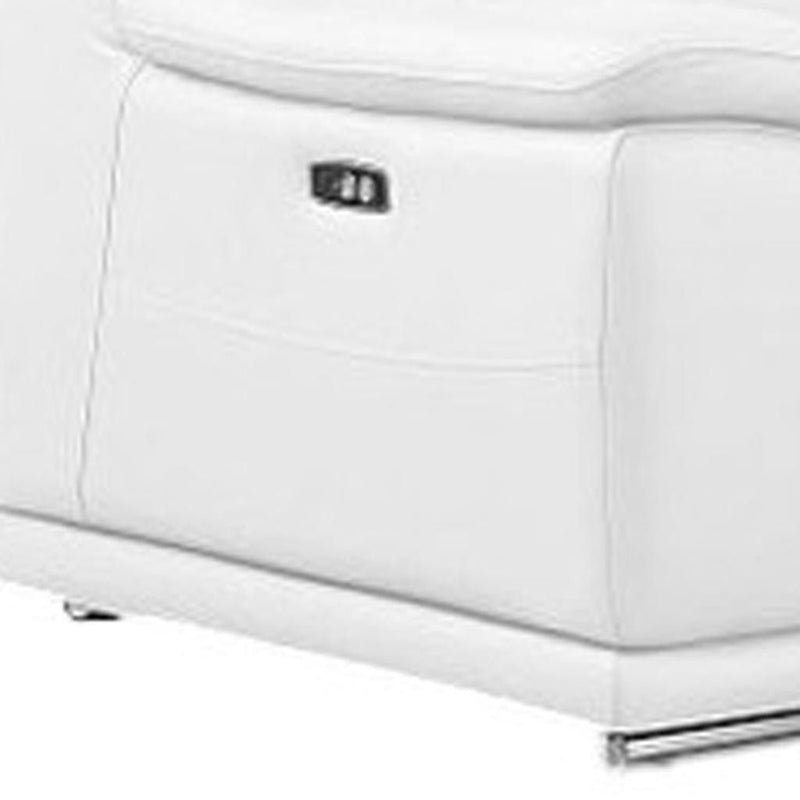 Leather Modular L-Shaped Seven Piece Corner Sectional With Console - White
