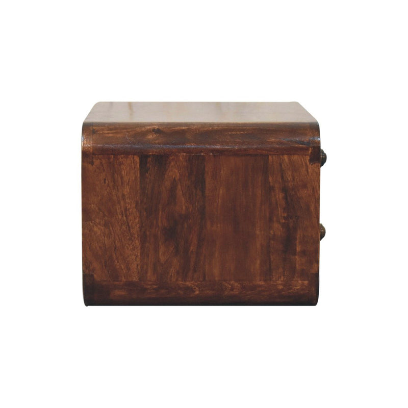 18" Solid Wood Two Drawer Floating Nightstand - Brown