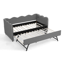 Load image into Gallery viewer, Gingham Daybed With USB Charging Port, Wave Shaped Design
