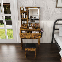 Load image into Gallery viewer, Modern Small Vanity Desk With 3 LED Lighting Modes, 3 Drawers
