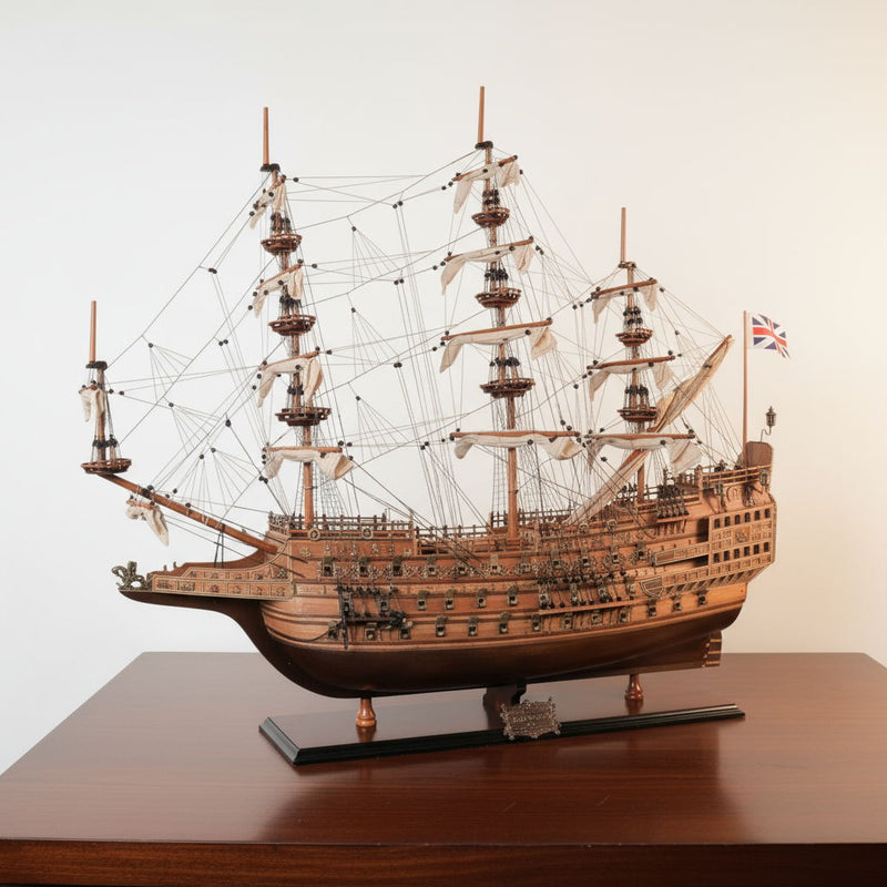 Sovereign of the Seas Hand Painted Boat Sculpture - Brown