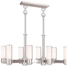 Load image into Gallery viewer, Eight Light Metal Dimmable Chandelier With Shades - Nickel / Opal
