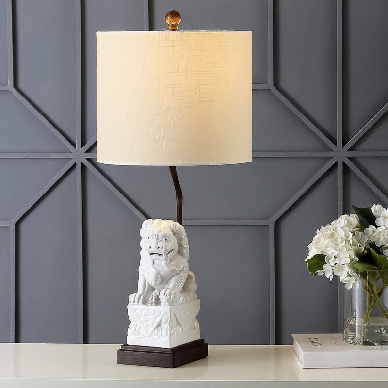 28" Novelty Table Lamp LED With Globe Shade - White