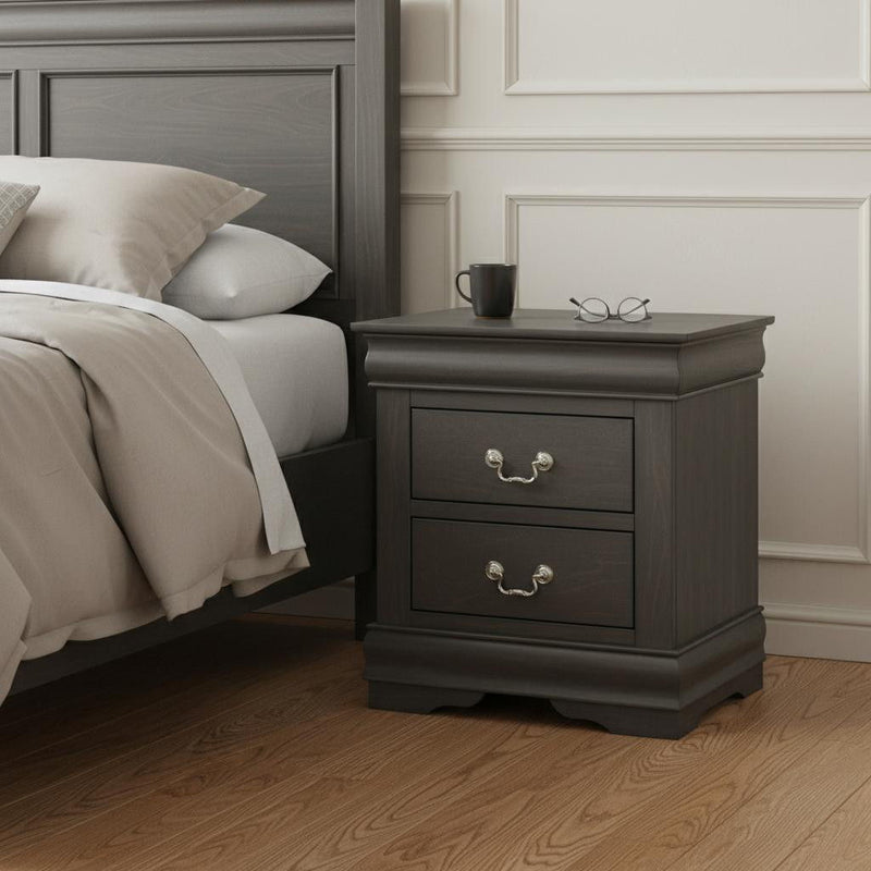 24" Two Drawers Nightstand - Gray
