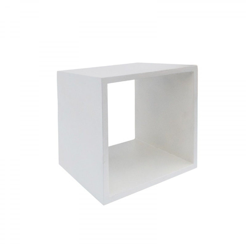 Minimalist Concrete Open Cube End Or Side Table - White