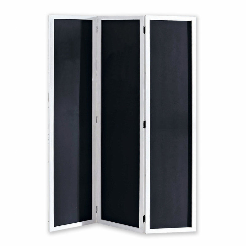 Chalkboard Wood Folding Three Panel Screen Room Divider - Black And White