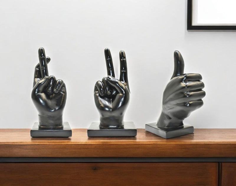 Hand Tabletop Sculpture (Set of 3) - Black
