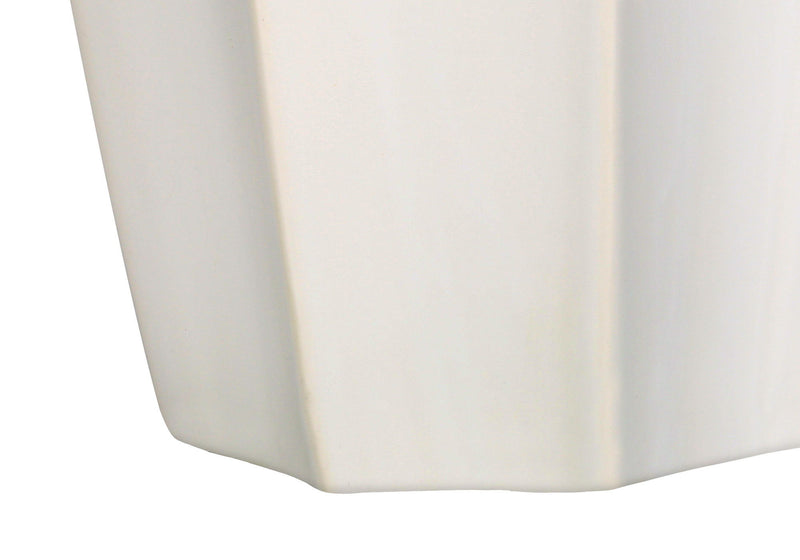 27" Ceramic Geometric Table Lamp With Drum Shade - Cream